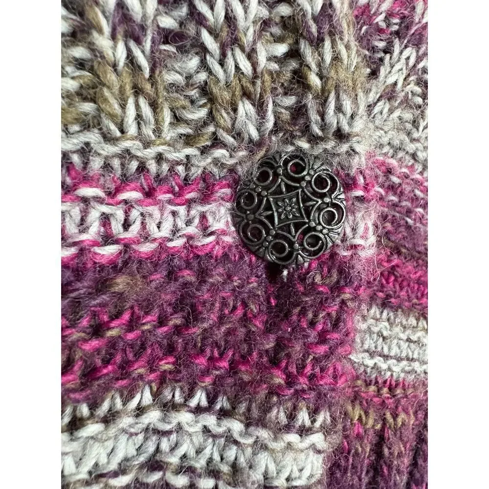 J JIll  Knit Cardigan Purple Multicolor Wool Blend XS Petite Cottagecore